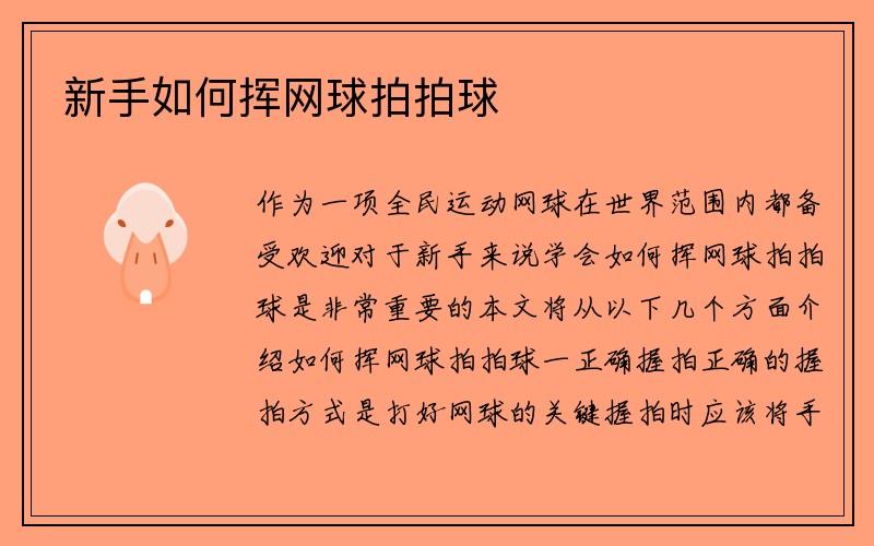 新手如何挥网球拍拍球