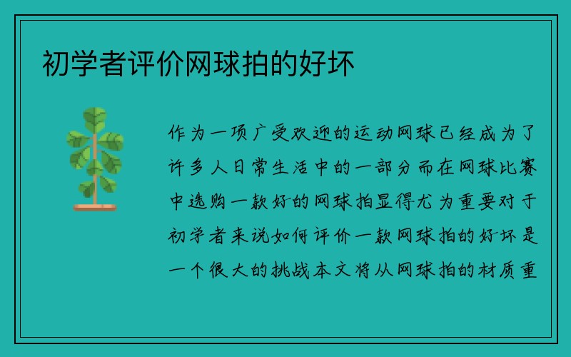 初学者评价网球拍的好坏