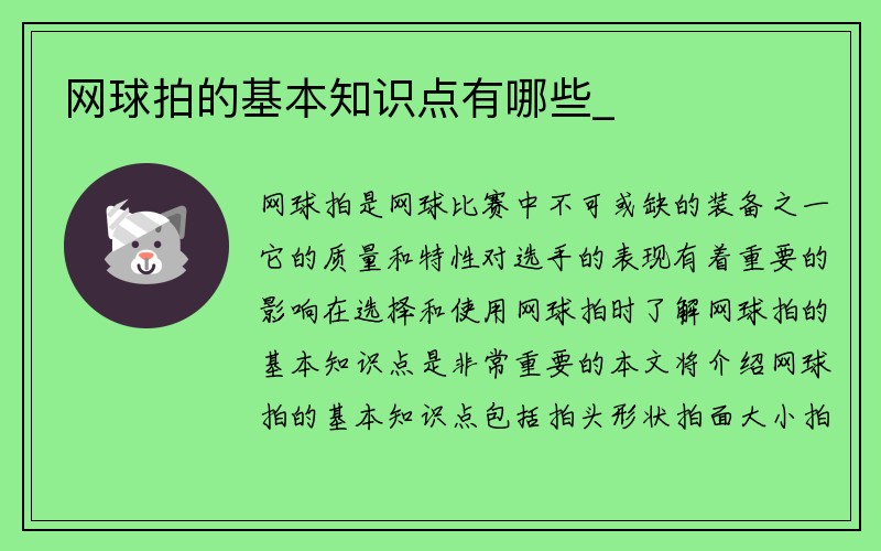 网球拍的基本知识点有哪些_