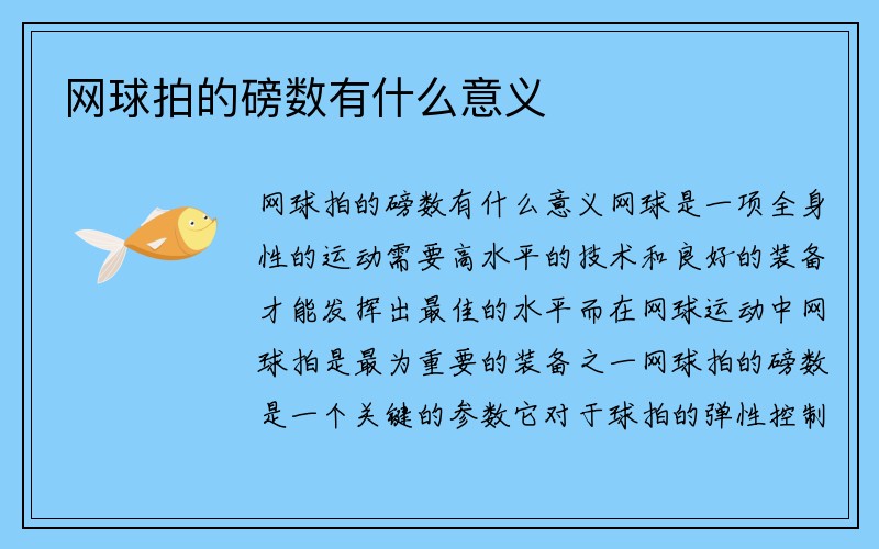 网球拍的磅数有什么意义